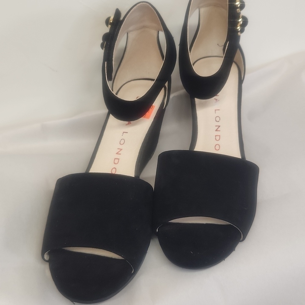 Sacha London Black Wedge Sandal Women's 7.5 Nwt Volero Peep Toe